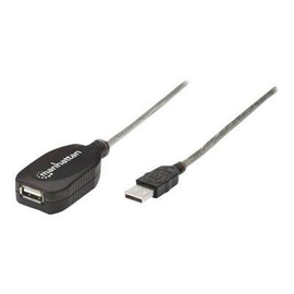 Manhattan USB-A to USB-A Extension Cable, 5m, Male to Female, Active, Translucent Silver, 480 Mbps ( Produktbild