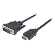 Manhattan HDMI to DVI-D 24+1 Cable, 1.8m, Male to Male, Black, Dual Link, Compatible with DVD-D, Lif Produktbild