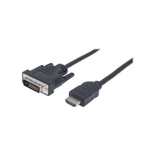 Manhattan HDMI to DVI-D 24+1 Cable, 1.8m, Male to Male, Black, Dual Link, Compatible with DVD-D, Lif Produktbild