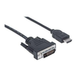 Manhattan HDMI to DVI-D 24+1 Cable, 1.8m, Male to Male, Black, Dual Link, Compatible with DVD-D, Lif Produktbild Additional View 1 S