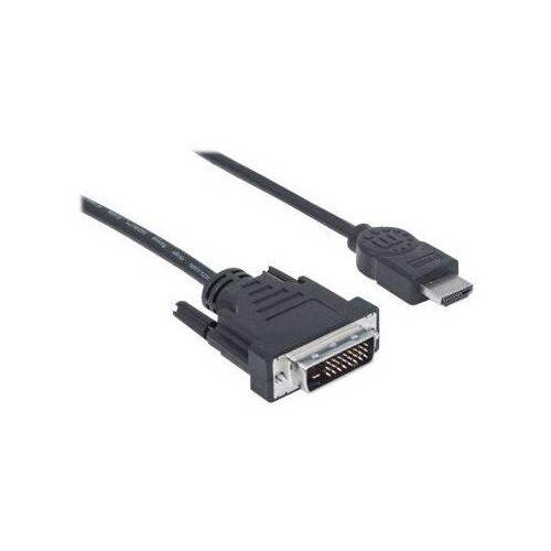 Manhattan HDMI to DVI-D 24+1 Cable, 1.8m, Male to Male, Black, Dual Link, Compatible with DVD-D, Lif Produktbild Additional View 1 L