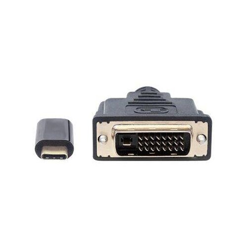 Manhattan USB-C to DVI-D Cable, 1080p@60Hz, 2m, Male to Female, Black, Compatible with DVD-D, Three Produktbild