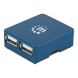 Manhattan USB-A 4-Port Micro Hub, 4x USB-A Ports, Blue, 480 Mbps (USB 2.0) Produktbild