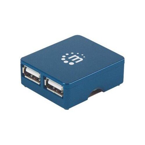 Manhattan USB-A 4-Port Micro Hub, 4x USB-A Ports, Blue, 480 Mbps (USB 2.0) Produktbild