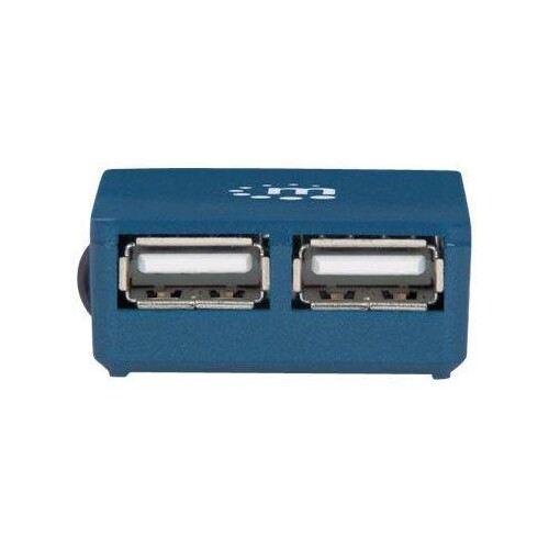 Manhattan USB-A 4-Port Micro Hub, 4x USB-A Ports, Blue, 480 Mbps (USB 2.0) Produktbild Additional View 4 L