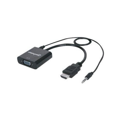 Manhattan HDMI auf VGA-Konverter, HDMI-Stecker auf VGA-Buchse, mit Audio, optionaler USB Micro-B-Str Produktbild