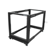 StarTech.com 12HE 4 Pfosten Open Frame Server Rack tiefenverstellbar mit Rollen / Nivellierfüße und Produktbild