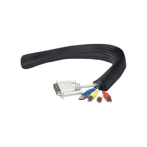 IC Intracom Manhattan FlexWrap Cable Tidy, 1.8m, Black, Tidies up and helps protect multiple cables, Produktbild Front View L