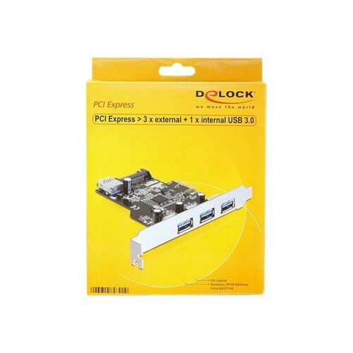 Delock PCI Express Card > 3 x external + 1 x internal USB 3.0 Produktbild