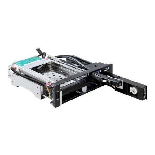 Delock 5.25 Mobile Rack for 1 x 2.5 + 1 x 3.5 SATA HDD + 2 x USB 3.0 Ports - Mobiles Speicher-Rack - Produktbild Additional View 2 L