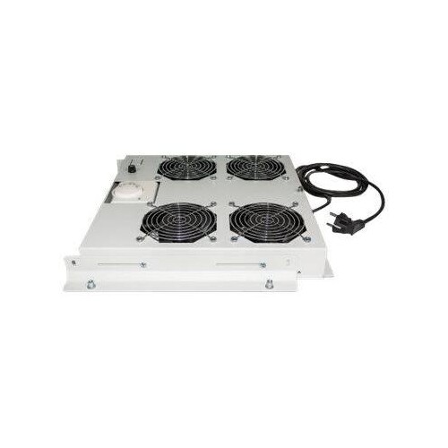 Intellinet 4-Fan Ventilation Unit for 19" Racks, Roof Mount, with Thermostat, Grey - Rack-Lüftereins Produktbild