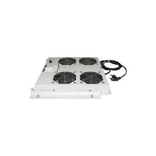 Intellinet 4-Fan Ventilation Unit for 19" Racks, Roof Mount, with Thermostat, Grey - Rack-Lüftereins Produktbild Additional View 1 L
