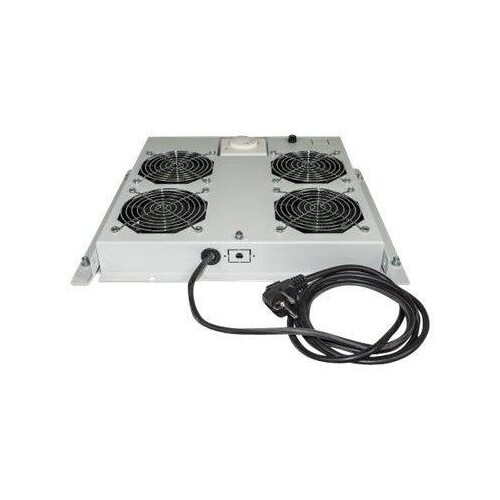 Intellinet 4-Fan Ventilation Unit for 19" Racks, Roof Mount, with Thermostat, Grey - Rack-Lüftereins Produktbild Additional View 2 L