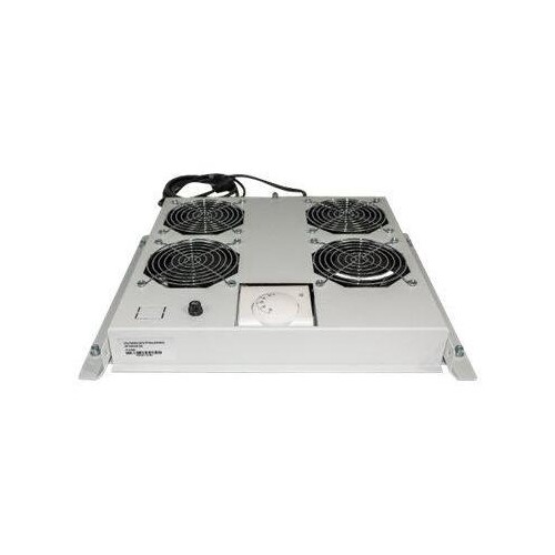 Intellinet 4-Fan Ventilation Unit for 19" Racks, Roof Mount, with Thermostat, Grey - Rack-Lüftereins Produktbild Additional View 3 L