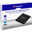 Blu-ray Recorder extern Slimline incl. Software Nero Burn & Archive USB 3.0 schwarz Verbatim 43890 Produktbild