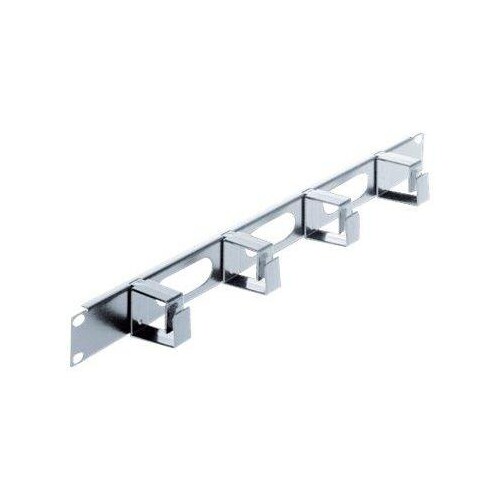 IC Intracom Intellinet Kabelmanagement für 19"-Schränke, 1 HE, 4 kleine Kunststoffringe, grau - Kabe Produktbild Front View L