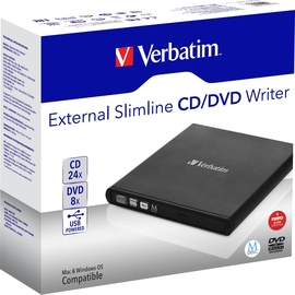DVD Recorder extern Slimline incl. Software Nero Backup Essentials USB 2.0 schwarz Verbatim 98938 Produktbild