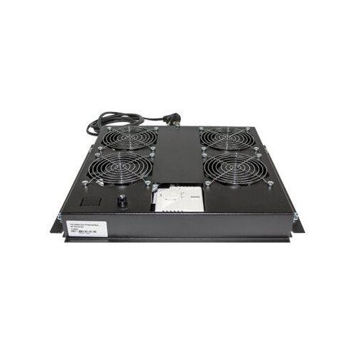 Intellinet 4-Fan Ventilation Unit for 19" Racks, Roof Mount, with Thermostat, Black - Rack-Lüfterein Produktbild