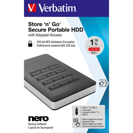 Festplatte 6,35cm (2,5 Zoll) USB 3.1 GEN 1 1TB Secure Keypad inklusive Software NERO Backup Retail-Blister Produktbild