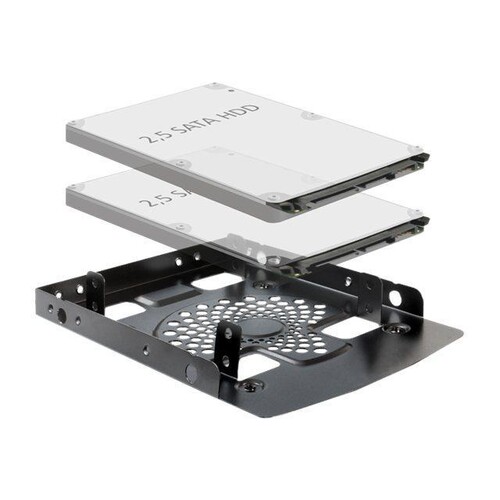 Delock Installation frame 3.5" > 2 x 2.5" HDD - Laufwerksschachtadapter - 3,5" auf 2,5" (8.9 cm to 6 Produktbild Front View L