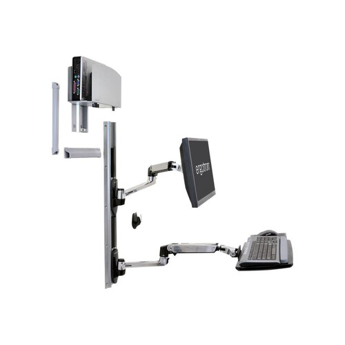 Ergotron LX Wall Mount System - Befestigungskit (Wandarm, Maushalterung, 2 Schienenabdeckungen, Tast Produktbild Additional View 2 L