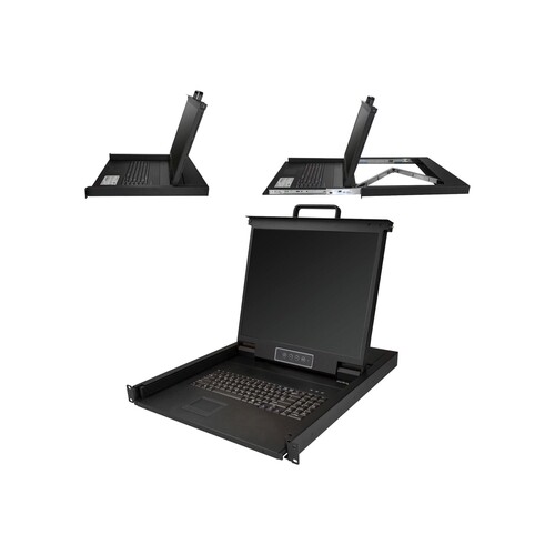 StarTech.com Rack KVM Konsole - US Tastatur(QWERTY), Ein Port VGA KVM mit 19" LCD Monitor - 1HE LCD Produktbild Additional View 1 L