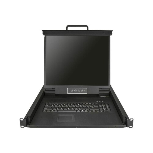 StarTech.com Rack KVM Konsole - US Tastatur(QWERTY), Ein Port VGA KVM mit 19" LCD Monitor - 1HE LCD Produktbild Additional View 3 L