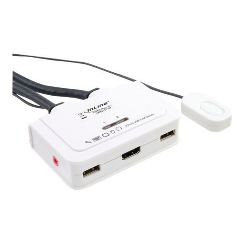 InLine KVM Switch - 2-fach - HDMI - USB - mit Audio - integr. Kabel Produktbild