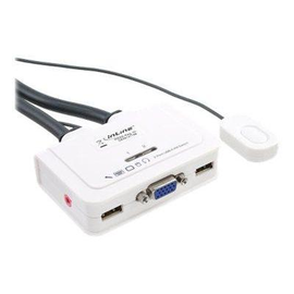 InLine KVM Switch - 2-fach - VGA - USB - mit Audio - integr. Kabel Produktbild