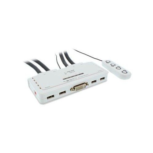 InLine KVM Switch - 4-fach - DVI-D - USB - mit Audio - integr. Kabel Produktbild