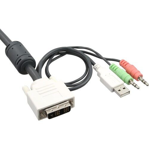 InLine KVM Switch - 4-fach - DVI-D - USB - mit Audio - integr. Kabel Produktbild Additional View 1 L