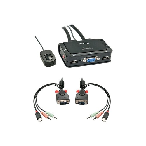Lindy VGA KVM Switch Compact USB 2.0 Audio 2 Port Produktbild