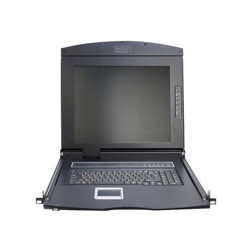 DIGITUS 17" LCD KVM Konsole, 16-Port VGA, deutsche Tastatur Produktbild