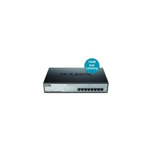D-Link DGS 1008MP - Switch - unmanaged - an Rack montierbar - PoE (140 W) Produktbild Additional View 3 L
