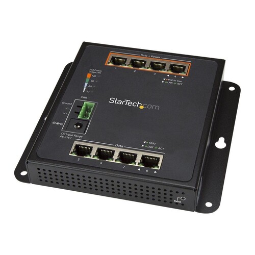 StarTech.com 8 Port POE Managed Ethernet Switch - 30W per PoE+ Port - Industrieller managed Wandmont Produktbild