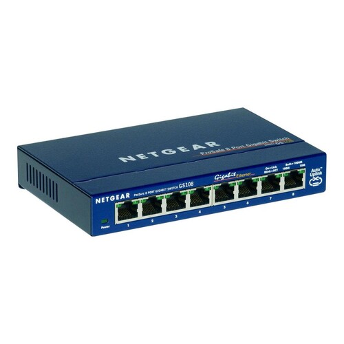 Netgear GS108 - Switch - 8 x 10/100/1000 - Desktop Produktbild Additional View 1 L