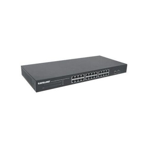 Intellinet 24-Port Gigabit Ethernet Switch with 2 SFP Ports, 24 x 10/100/1000 Mbps RJ45 Ports + 2 x Produktbild Additional View 3 L