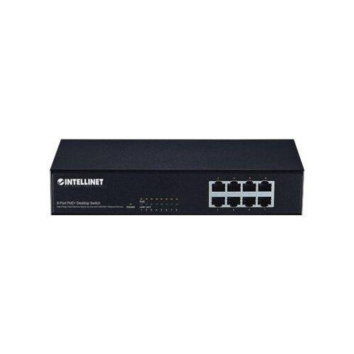 IC Intracom Intellinet 8-Port Fast Ethernet PoE+ Switch, 8 x PoE ports, IEEE 802.3at/af Power-over-E Produktbild Additional View 2 L