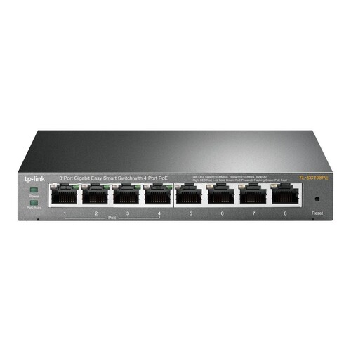 TP-LINK Easy Smart TL-SG108PE - Switch - Smart - 4 x 10/100/1000 (4 PoE+) Produktbild Additional View 3 L