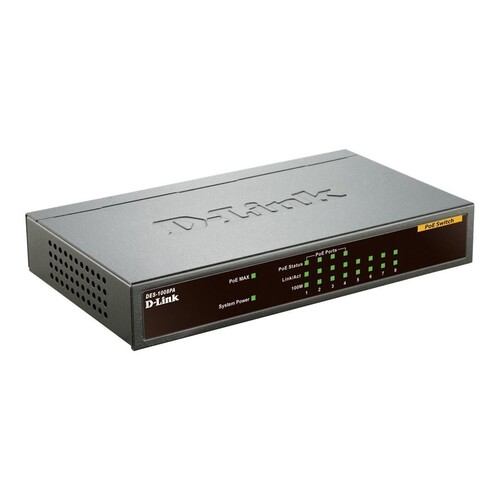 D-Link DES 1008PA - Switch - unmanaged - 4 x 10/100 (PoE) Produktbild Additional View 1 L