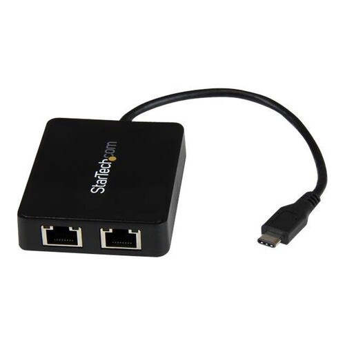 StarTech.com USB-C auf Dual-Gigabit Ethernet Adapter mit USB (Typ-A) Produktbild