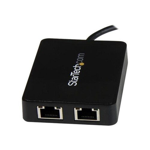 StarTech.com USB-C auf Dual-Gigabit Ethernet Adapter mit USB (Typ-A) Produktbild Additional View 1 L