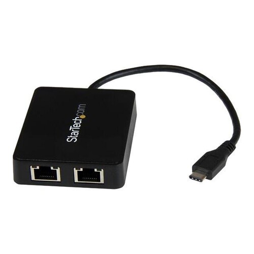StarTech.com USB-C auf Dual-Gigabit Ethernet Adapter mit USB (Typ-A) Produktbild Additional View 3 L