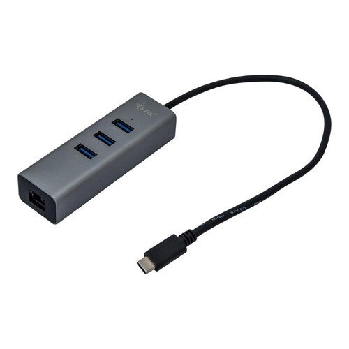 i-tec USB-C Metal 3-Port - Hub - 3 x SuperSpeed USB 3.0 + 1 x 10/100/1000 Produktbild