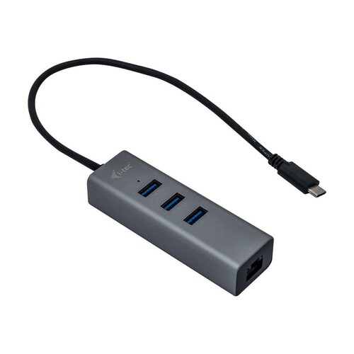 i-tec USB-C Metal 3-Port - Hub - 3 x SuperSpeed USB 3.0 + 1 x 10/100/1000 Produktbild Additional View 1 L