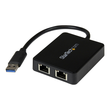 StarTech.com USB 3.0 SuperSpeed auf Dual Port Gigabit Ethernet LAN Adapter Produktbild Additional View 2 S