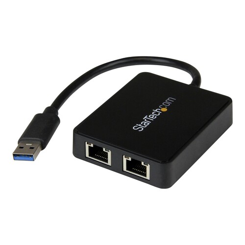 StarTech.com USB 3.0 SuperSpeed auf Dual Port Gigabit Ethernet LAN Adapter Produktbild Additional View 2 L