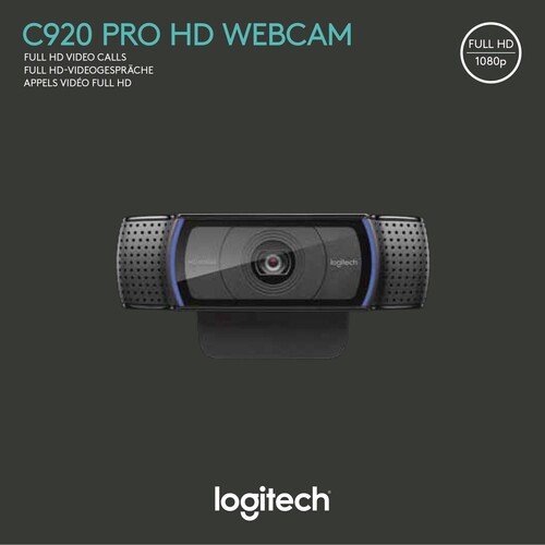 Webcam C920 USB Full HD 1080dpi 1920x1080 15MP Logitech 960-001055 Produktbild Additional View 1 L