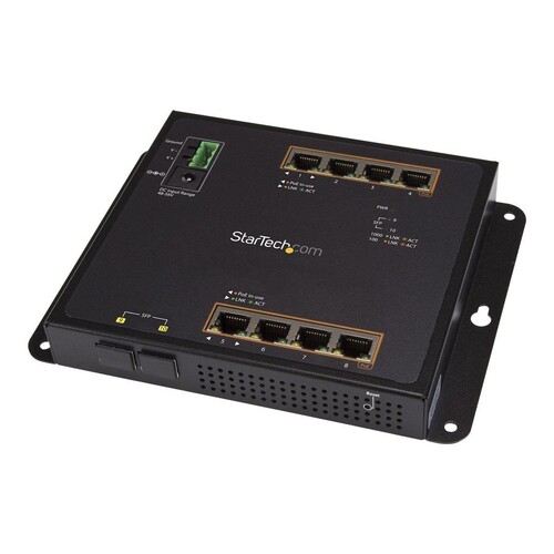 StarTech.com 8 Port PoE+ Gigabit Ethernet Switch plus 2 SFP Ports - Industrieller Managed Gigabit Sw Produktbild