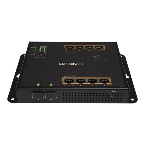 StarTech.com 8 Port PoE+ Gigabit Ethernet Switch plus 2 SFP Ports - Industrieller Managed Gigabit Sw Produktbild Additional View 1 L